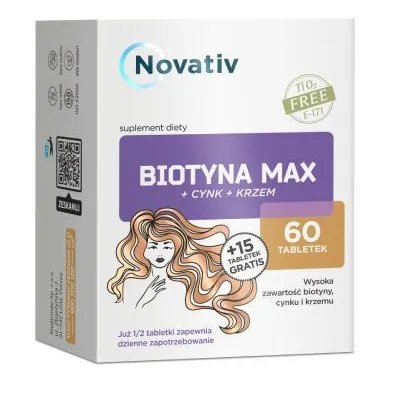 

Novativ, Биотин Макс + Цинк + Кремний, 75 таб.