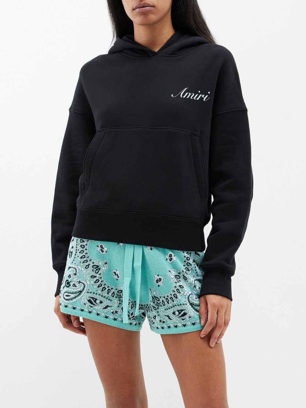 

Худи из хлопкового джерси с логотипом Amiri, черный