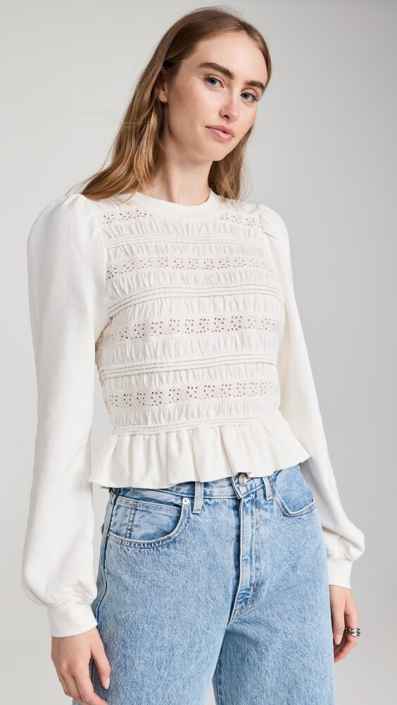 

Топ Sea Rita Jersey Smocked, кремовый