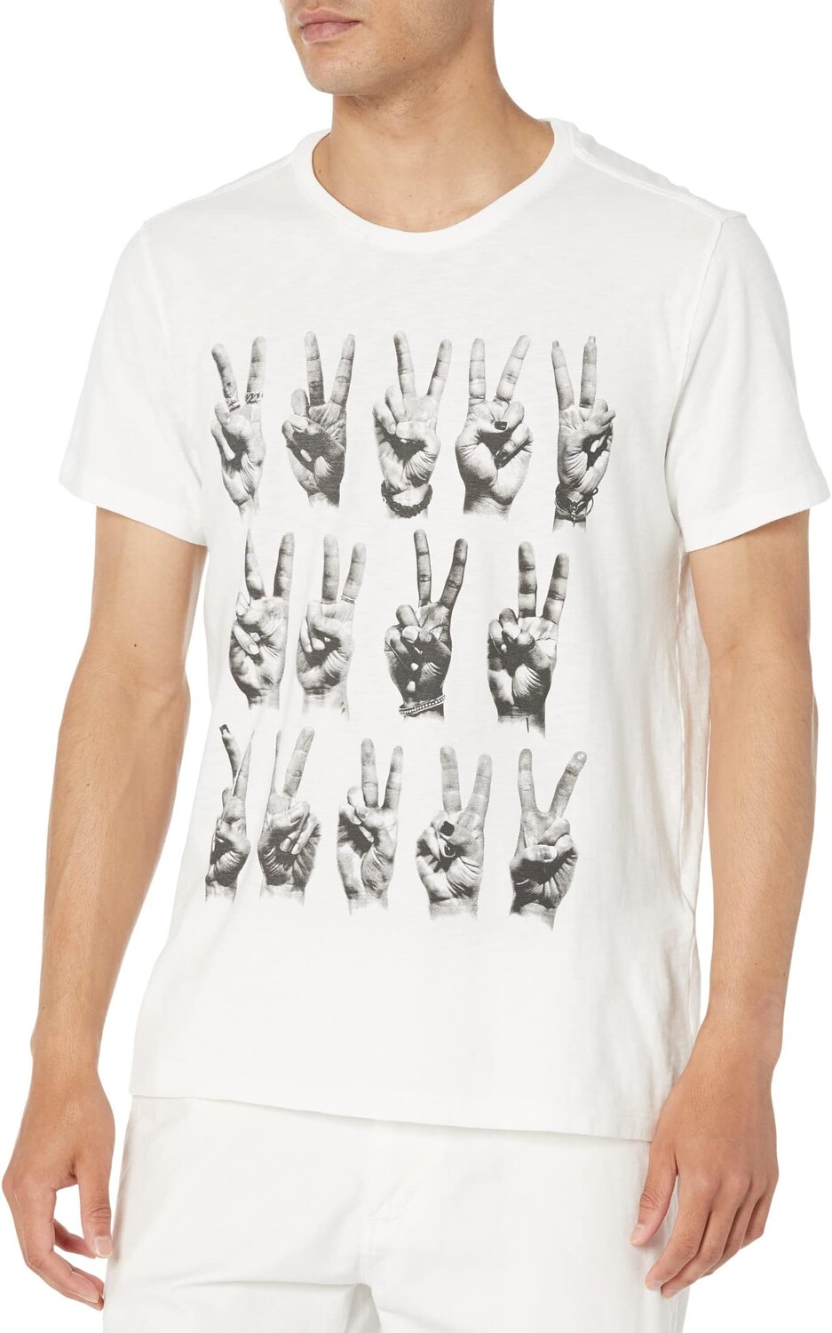 

Футболка John Varvatos Short Sleeve Tee - Peace Hands KG6261Z2, цвет Salt