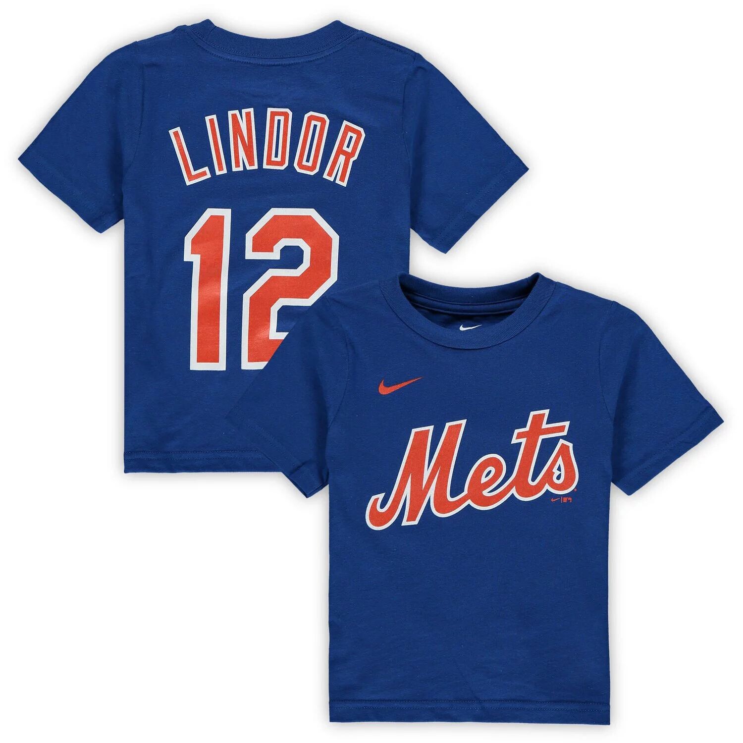 

Футболка Nike Francisco Lindor Royal New York Mets для малышей с именем и номером игрока Nike