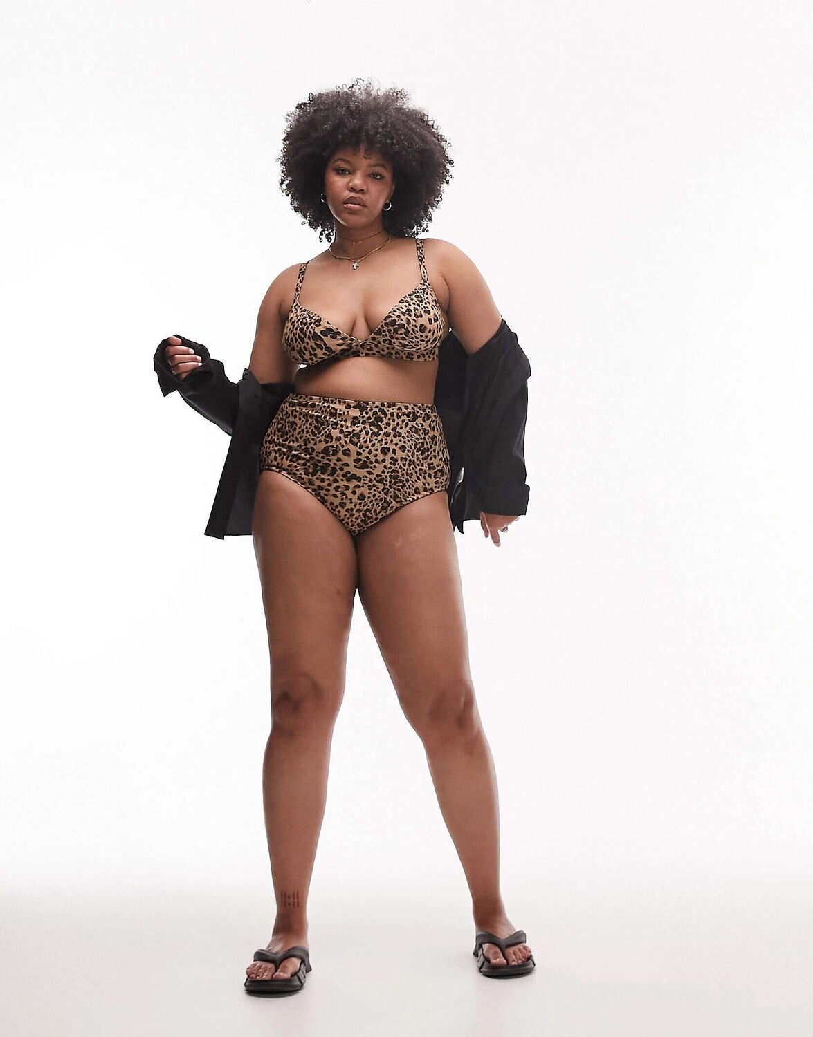 

Разноцветные плавки бикини с завышенной талией и леопардовым принтом Topshop Curve