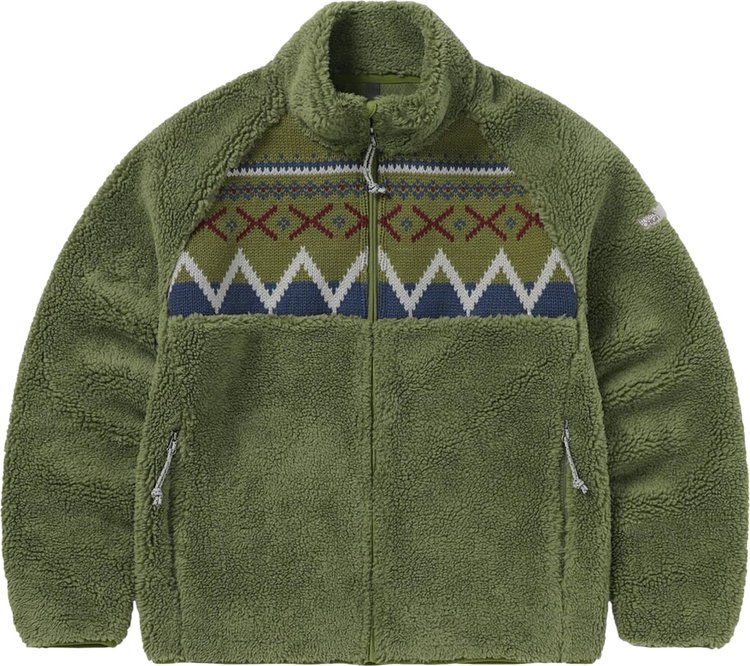 thisisneverthat paneled hoodie Куртка thisisneverthat Knit Paneled Fleece 'Olive', зеленый