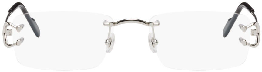 

Серебряные прямоугольные очки Cartier, цвет Silver/Silver/Transparent
