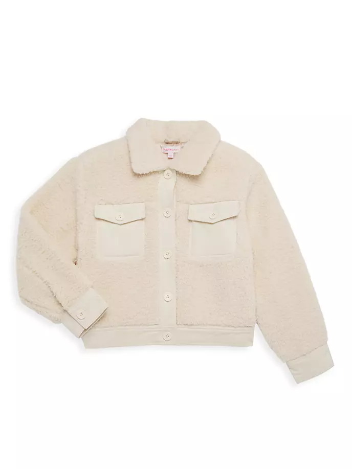 Куртка на пуговицах для девочек из искусственного шерпа Design History, цвет cream