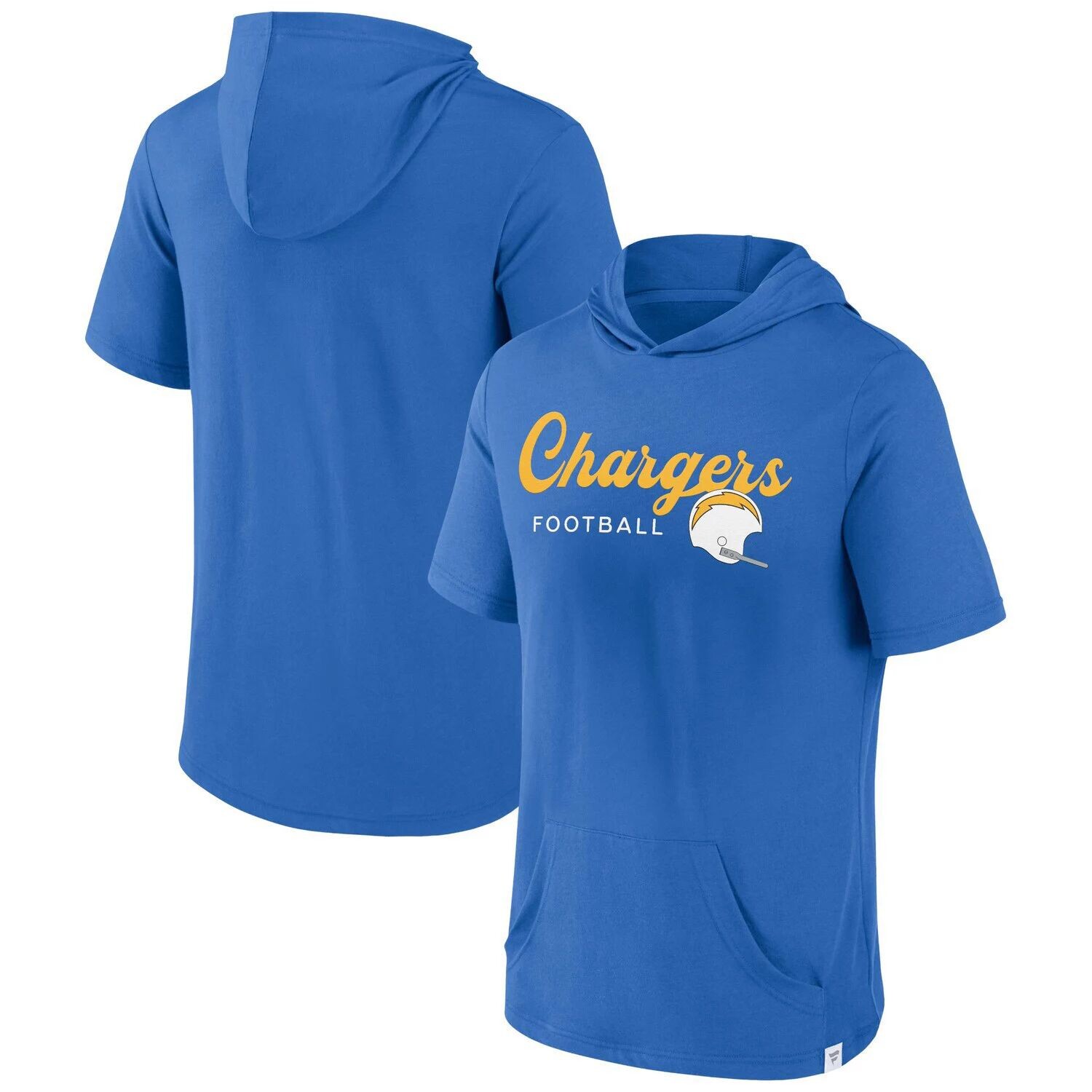 

Мужской фирменный синий пуловер с капюшоном Los Angeles Chargers Offensive Strategy с короткими рукавами Fanatics