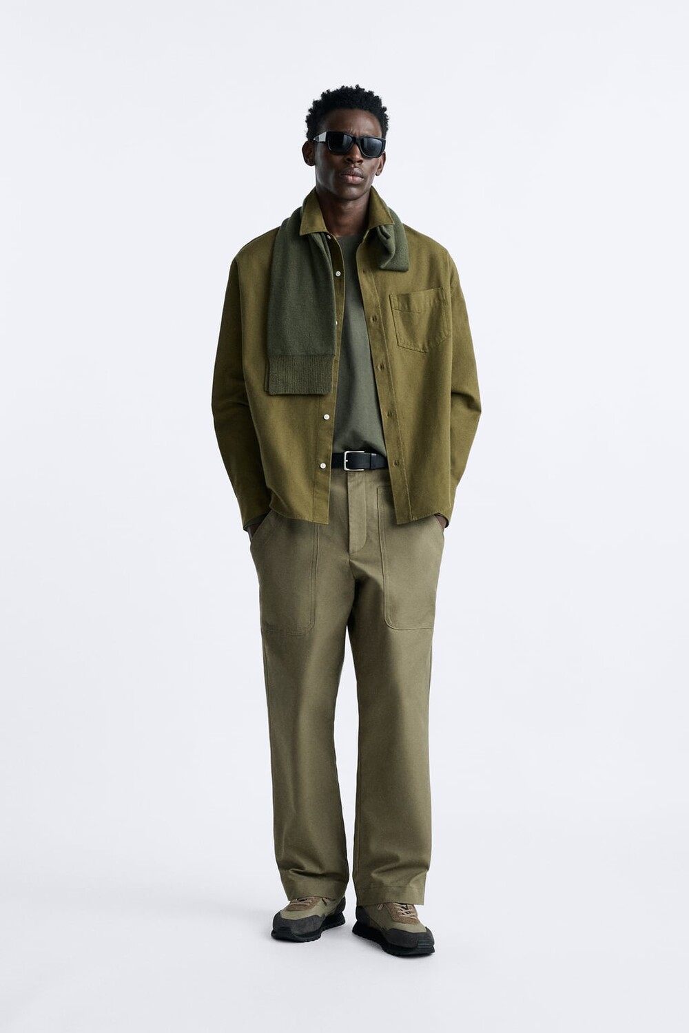 

Рубашка из ворсованного хлопка ZARA, зеленый