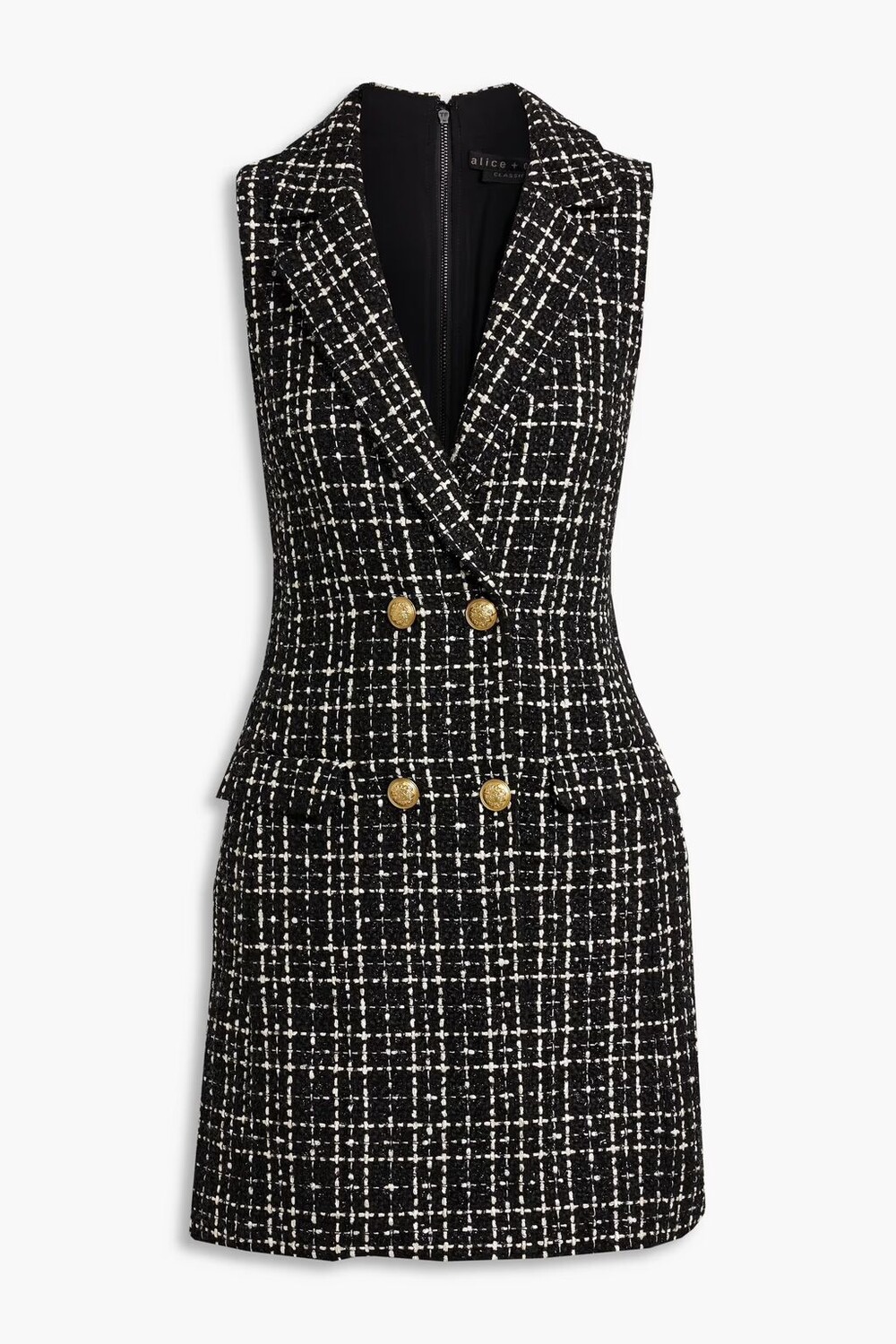 

Твидовое мини-платье с эффектом металлик Alice + Olivia, черный
