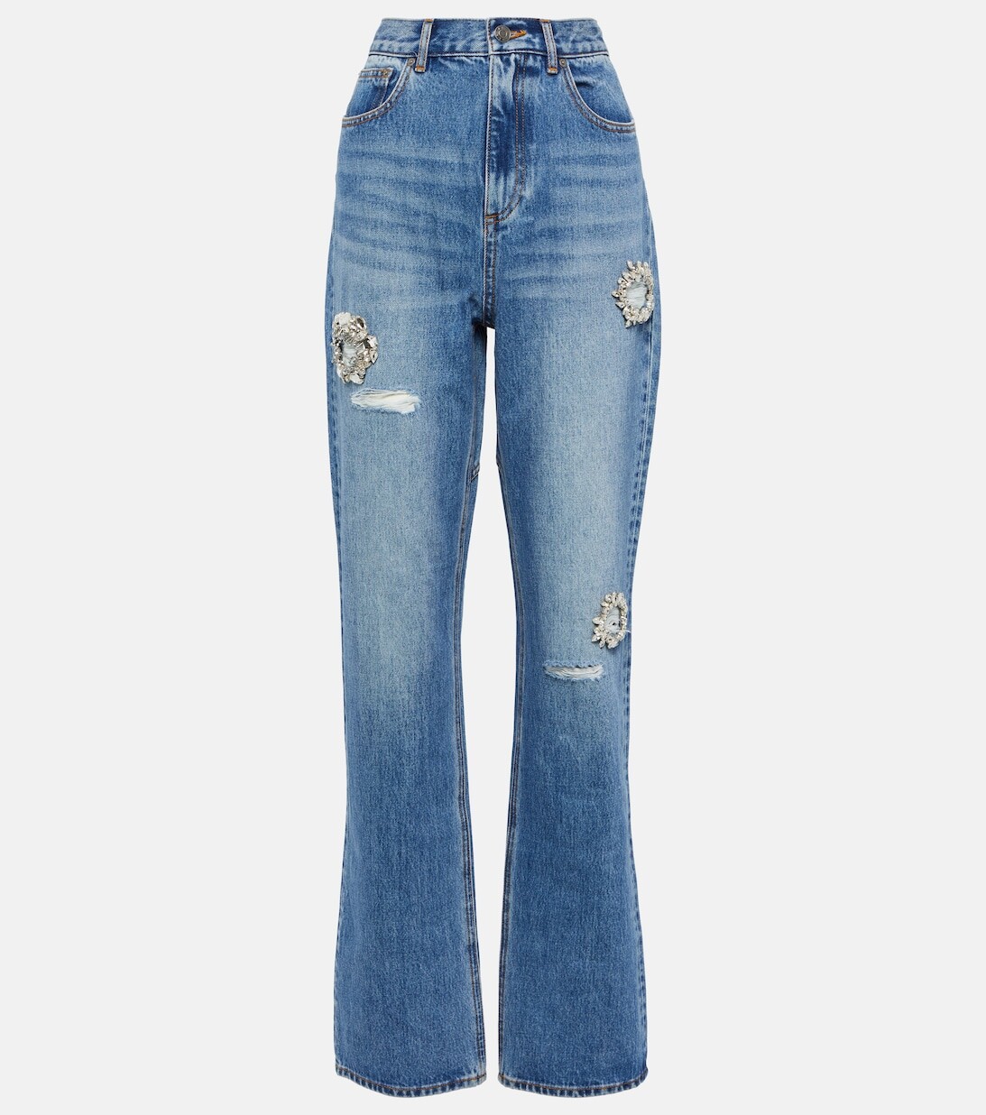

Джинсы Bootcut с эффектом потертости AREA, синий