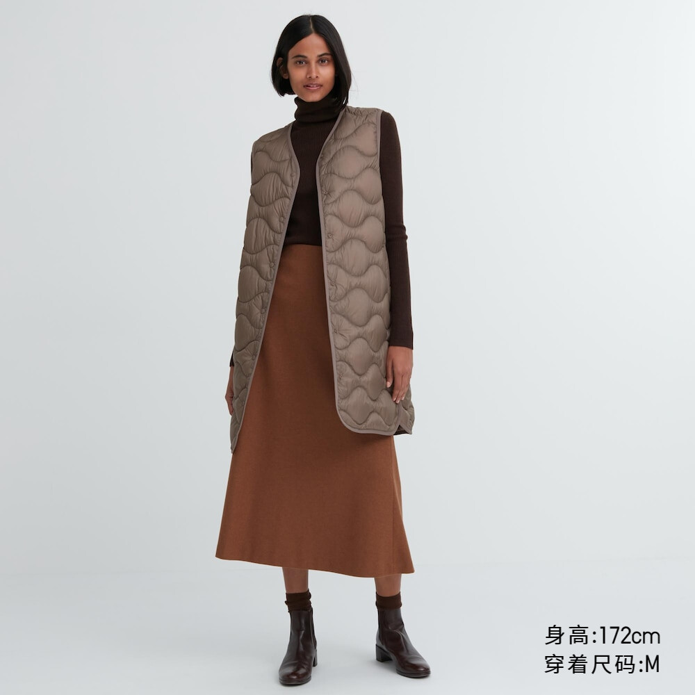 

Пуховик Uniqlo легкий длинный премиум-класса, коричневый