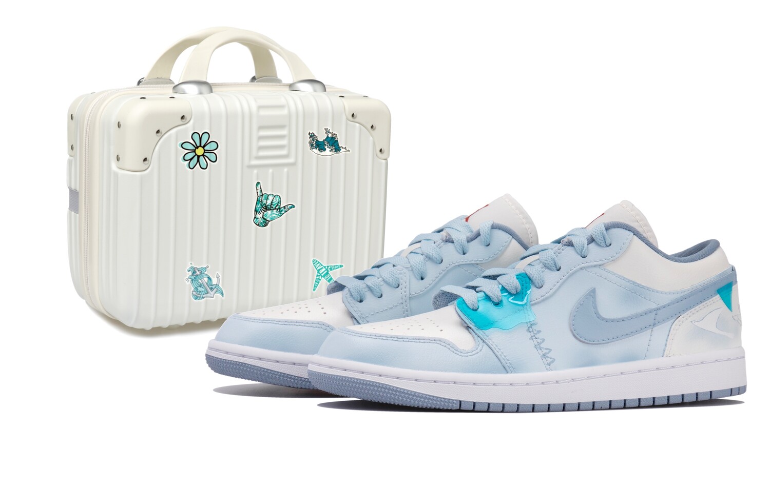 

Кроссовки Air Jordan 1 Vintage Basketball Shoes Women's Low-top White/blue, белый/синий
