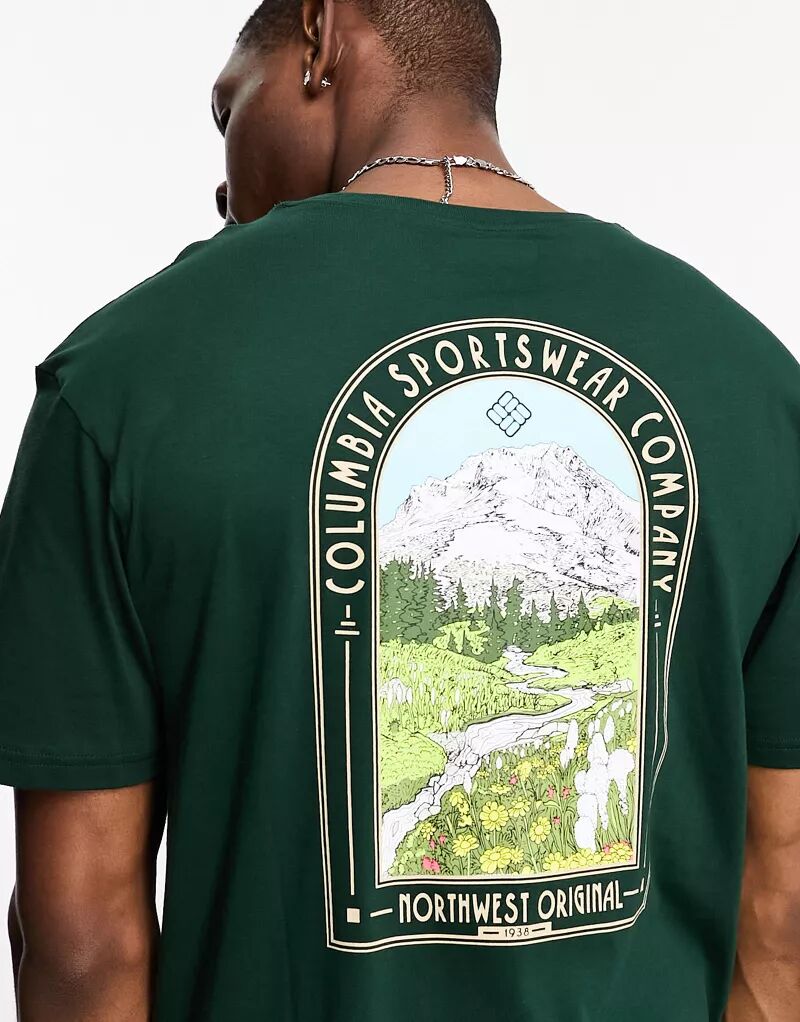 Темно-зеленая футболка с рисунком на спине Columbia Cavalry Trail Back эксклюзивно для ASOS