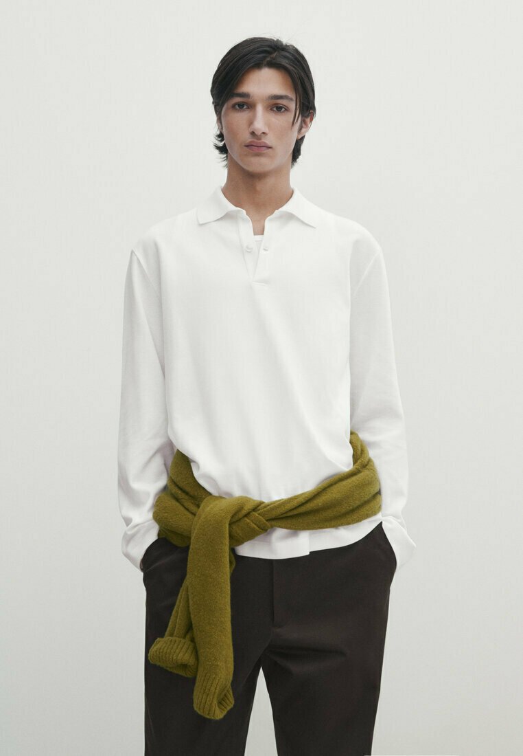 Рубашка-поло MICROTEXTURED Massimo Dutti, цвет beige фото