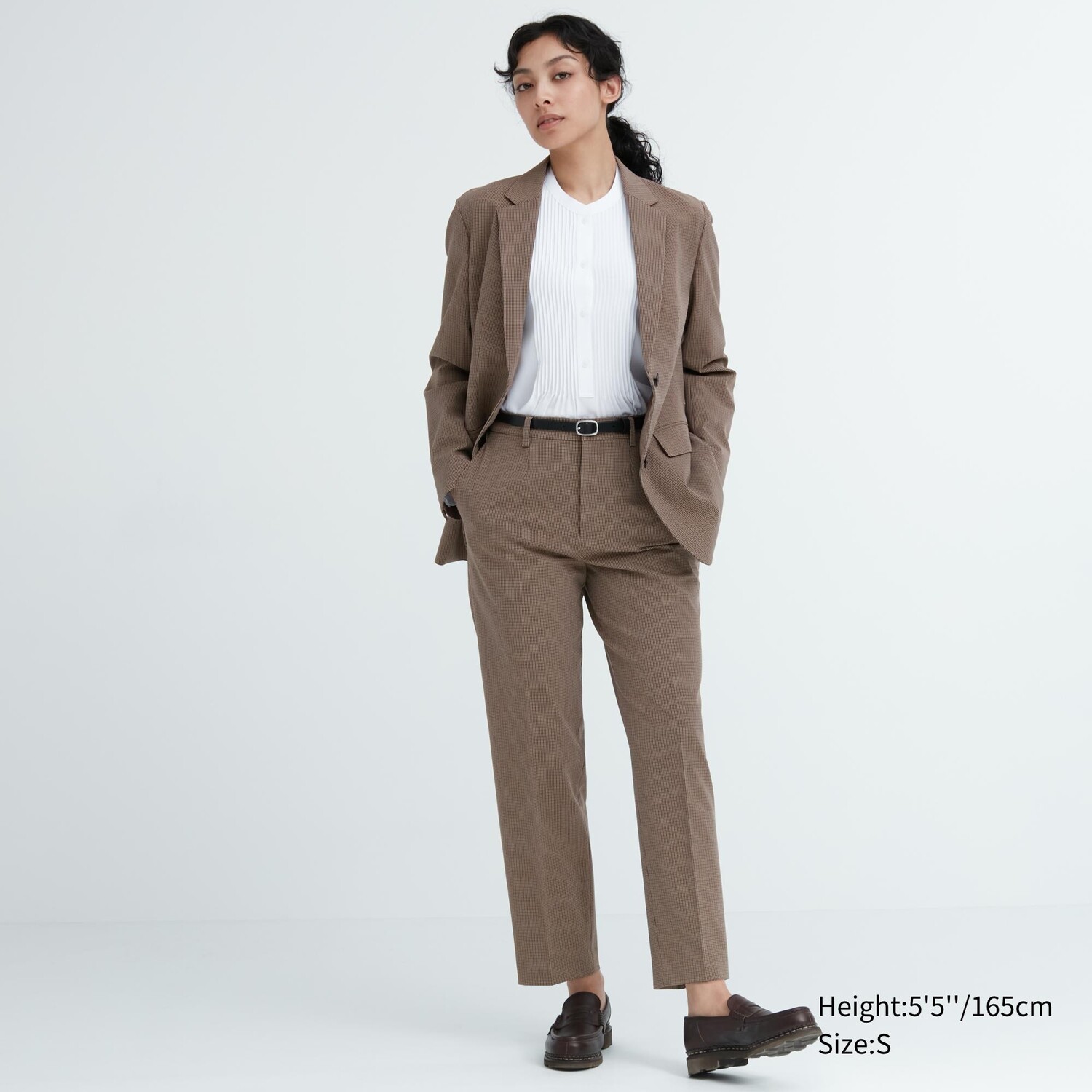 

Умные брюки длиной до щиколотки в клетку Uniqlo, коричневый