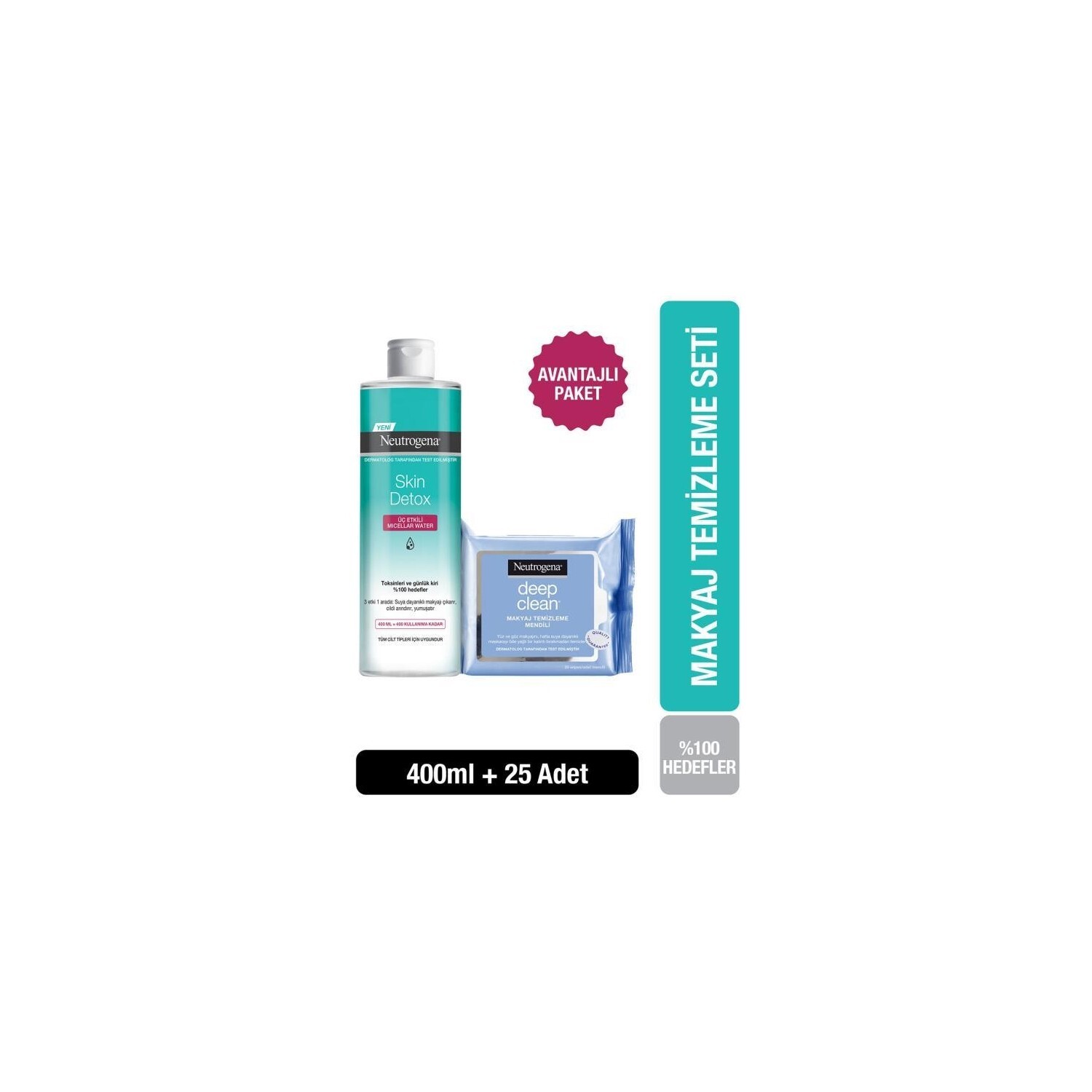 

Мицеллярная вода Neutrogena Skin Detox, 400 мл + салфетка для снятия макияжа