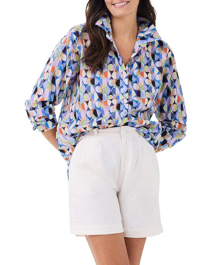 

Рубашка NIC+ZOE Petite Social Circles Boyfriend Shirt, синий мульти