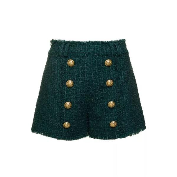 

Шорты tweed shorts with aged-gold buttons in wool Balmain, зеленый