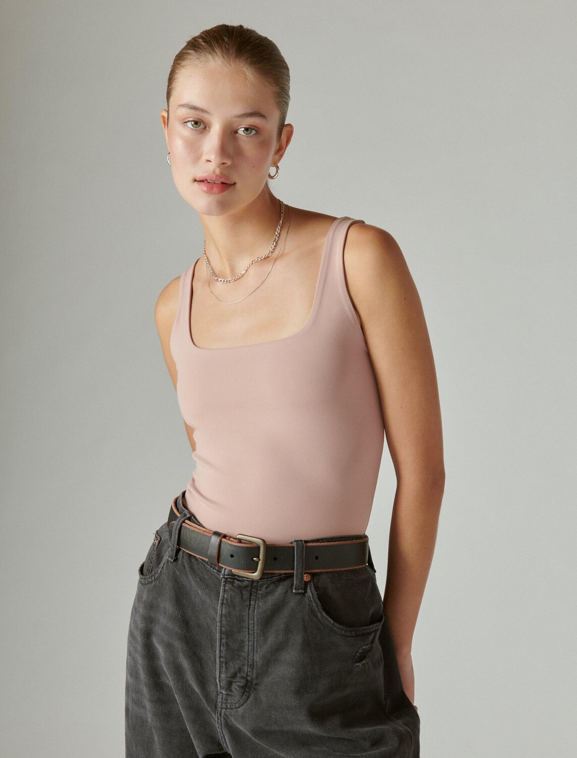 

Женская многослойная майка Lucky Brand с квадратным вырезом, цвет Light Pink