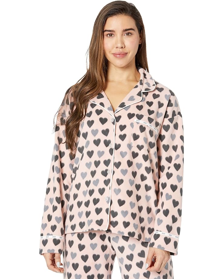 Пижамный комплект DKNY Long Sleeve Notch PJ Set, цвет Blush Hearts