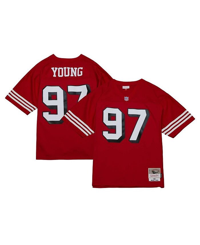 

Мужская Джерси Bryant Young Scarlet Distressed San Francisco 49ers Legacy Replica Mitchell & Ness, красный