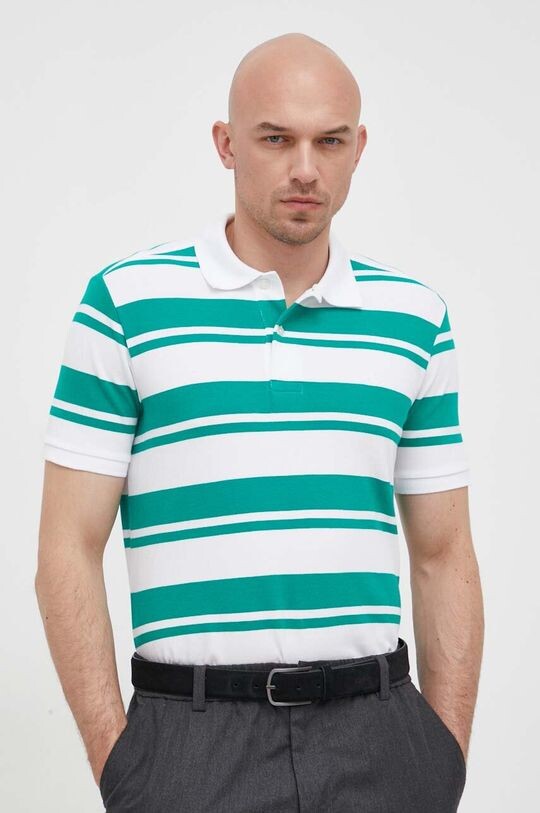 

Хлопковая рубашка-поло United Colors of Benetton, зеленый