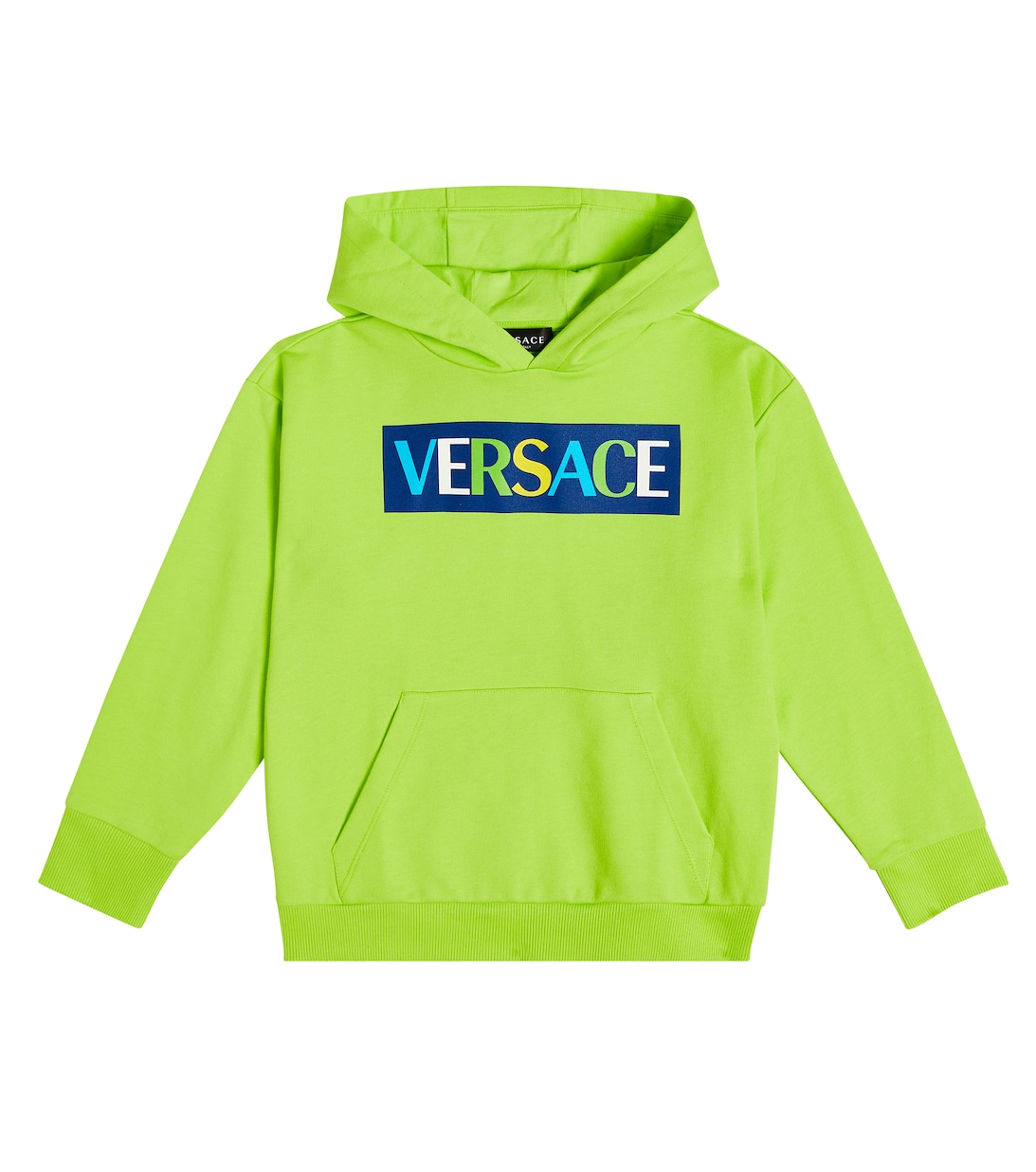 Худи из хлопкового джерси с логотипом Versace, зеленый