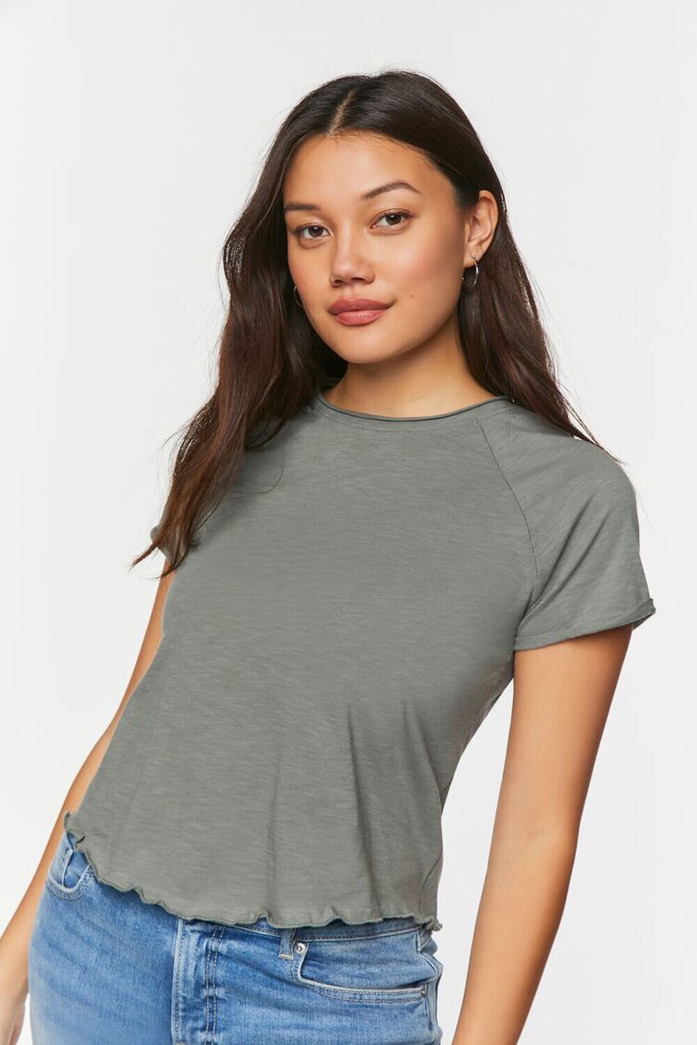 

Футболка с короткими рукавами и краем салата Forever 21