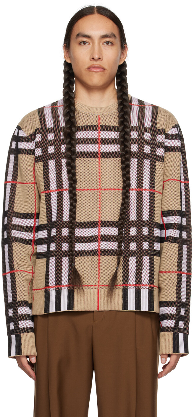 

Архив свитера в бежевую клетку Burberry, Бежевый