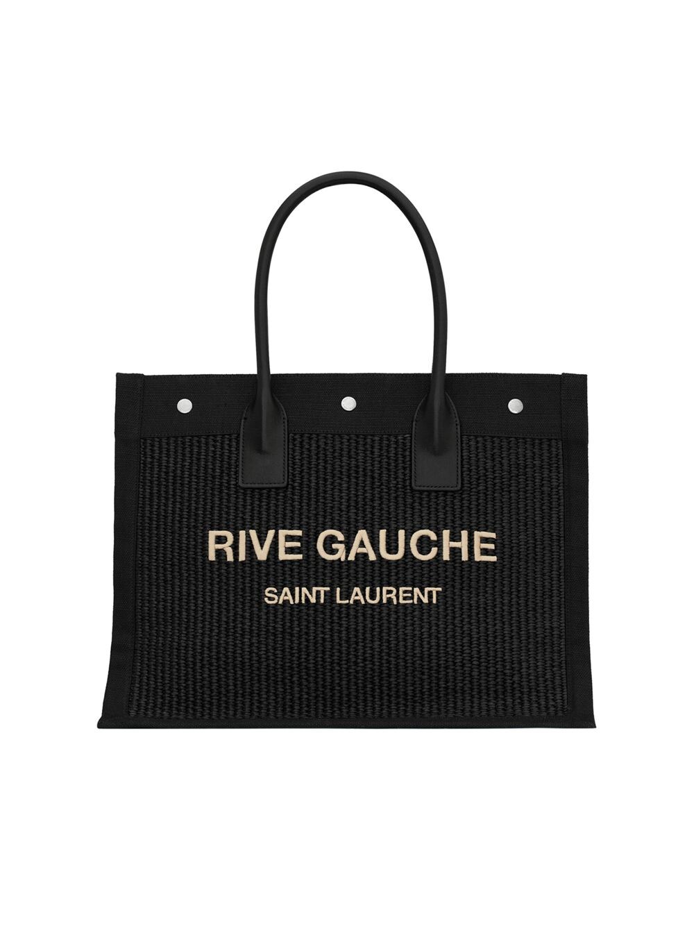 

Маленькая большая сумка Rive Gauche из рафии и кожи Saint Laurent