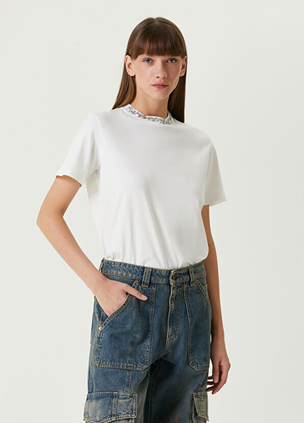 

Футболка с вышивкой камнями Golden Goose, белый
