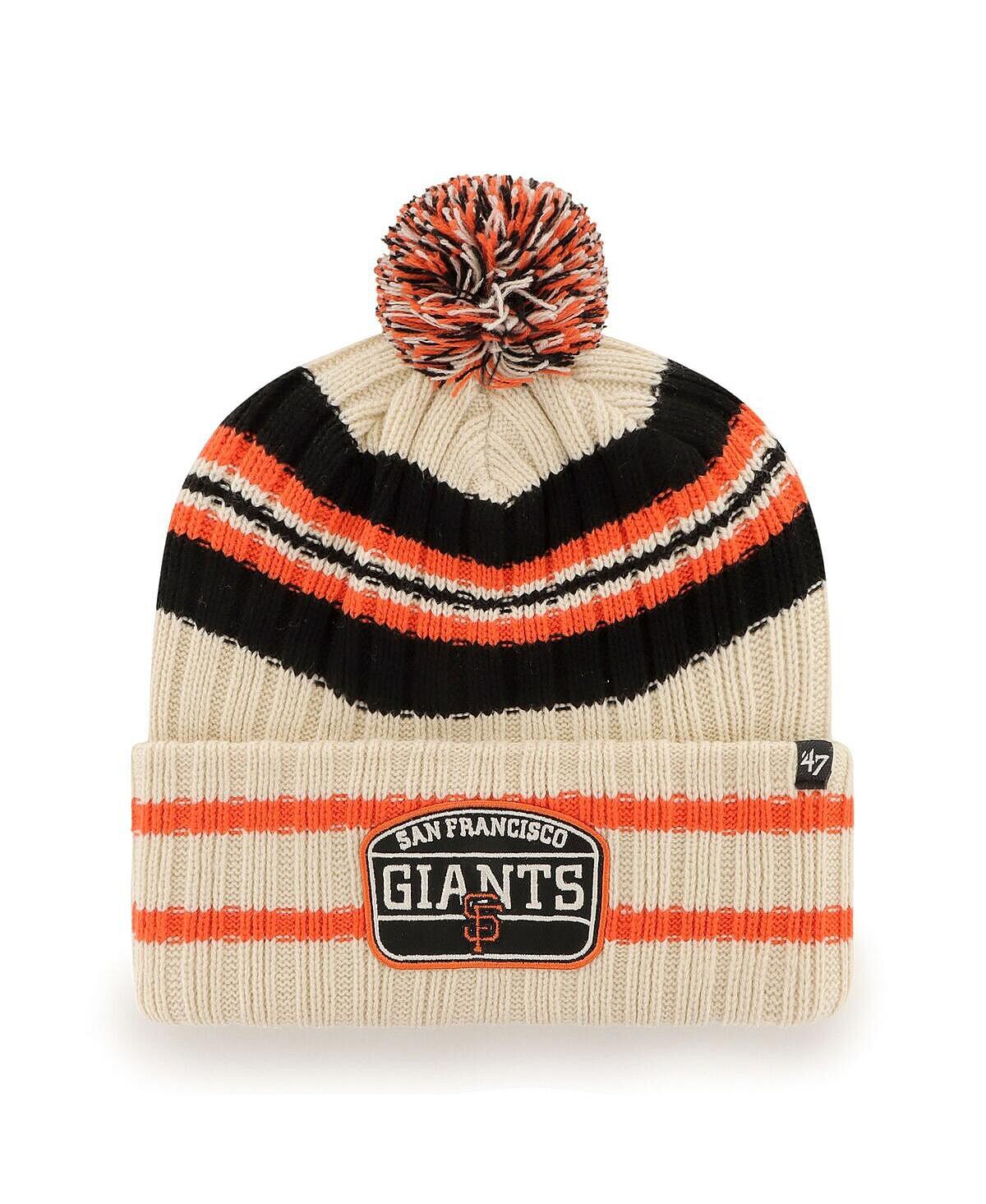 

Мужская вязаная шапка Natural San Francisco Giants Home с манжетами и помпоном '47 Brand