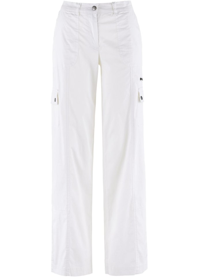 Хлопковые брюки-карго с удобным поясом свободного кроя Bpc Bonprix Collection, белый