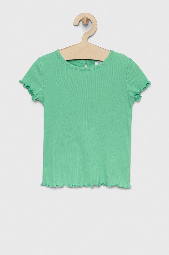 цена Детская хлопковая футболка GAP, зеленый