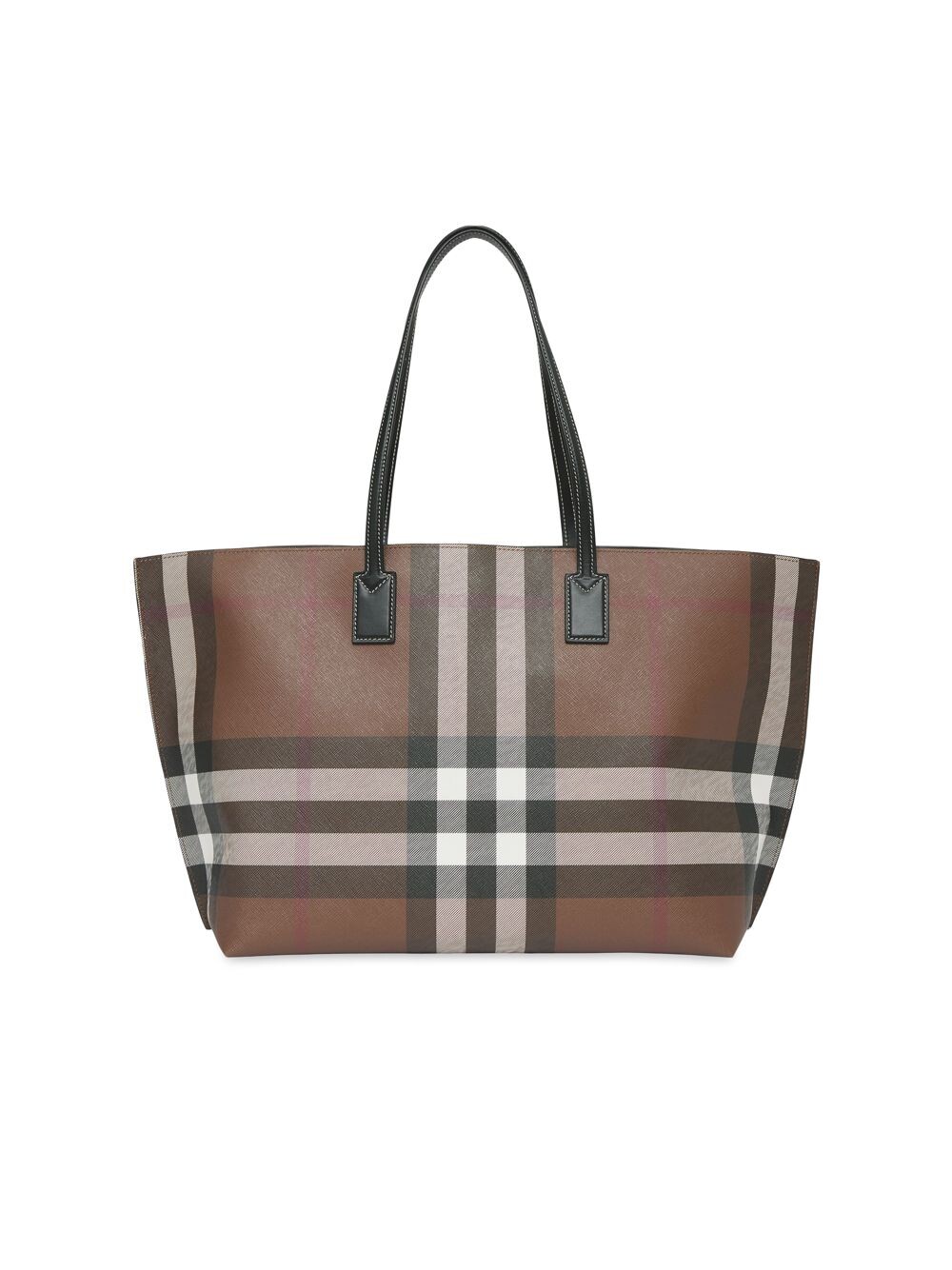 

Сумка-тоут среднего размера в клетку и из кожи Burberry, коричневый