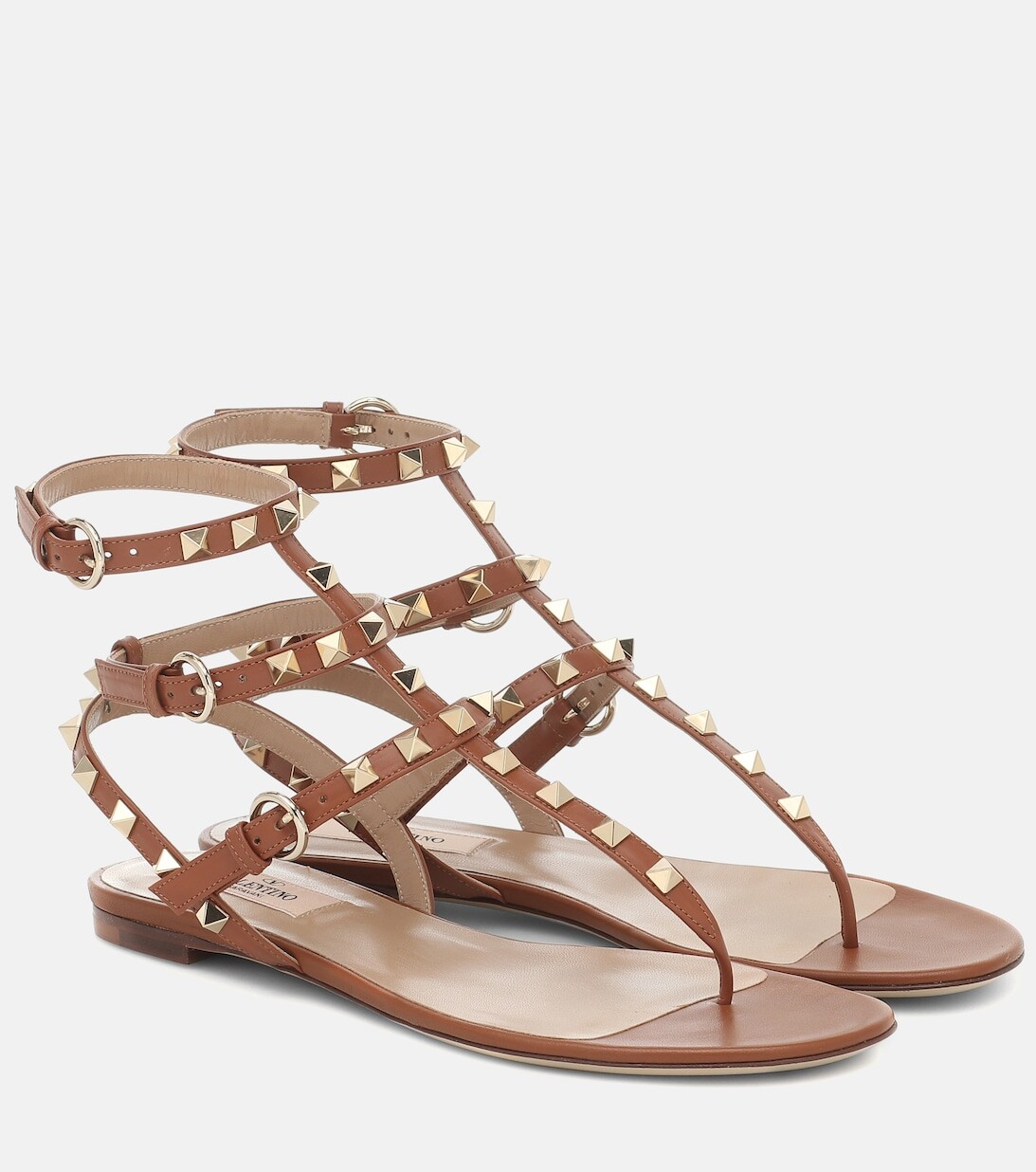 

Кожаные сандалии Valentino Garavani Rockstud Valentino Garavani, коричневый