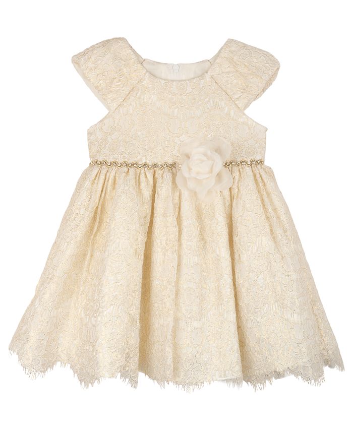 цена Кружевное платье из фольги для маленьких девочек Rare Editions, слоновая кость/кремовый