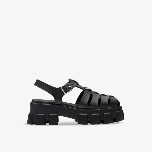 

Резиновые сандалии на платформе Prada, черный