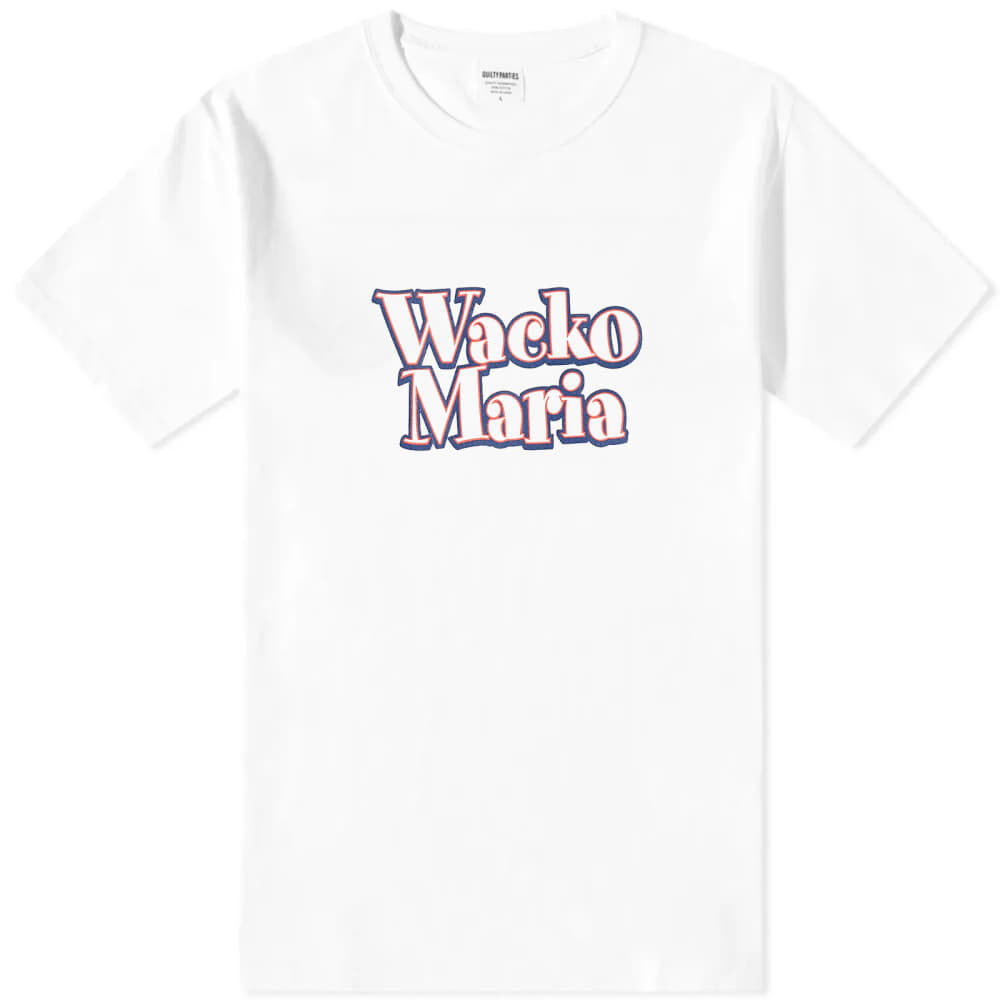 

Постиранная тяжелая футболка Wacko Maria Type 2, белый