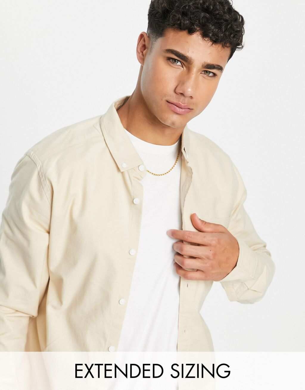 

Узкая оксфордская рубашка песочного цвета ASOS DESIGN