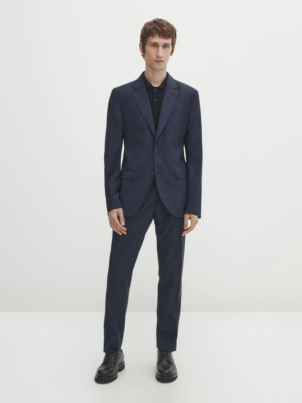 

Синий пиджак из шерсти fil-à-fil Massimo Dutti, синий