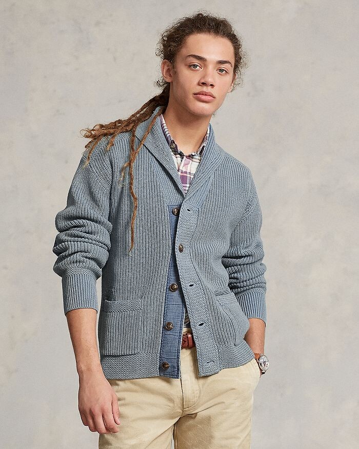 

Кардиган с отложным воротником цвета индиго Polo Ralph Lauren