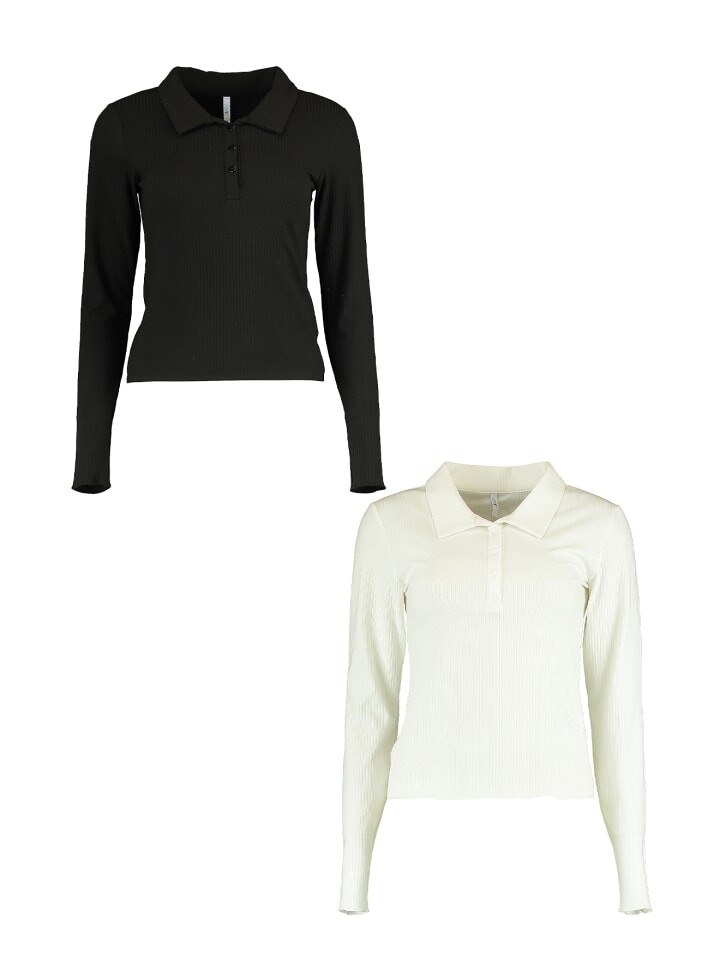 

Блуза Hailys Shirt 2er Set lässiges Langarm Poloshirt, цвет schwarz-weiß
