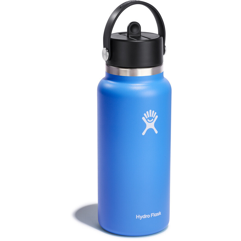 Изолированная бутылка с гибкой соломенной крышкой Hydro Flask, синий