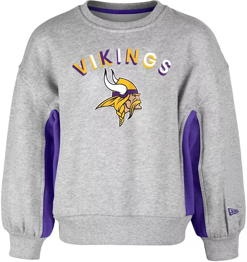 

Серый свитшот с круглым вырезом New Era для девочек Minnesota Vikings Balloon