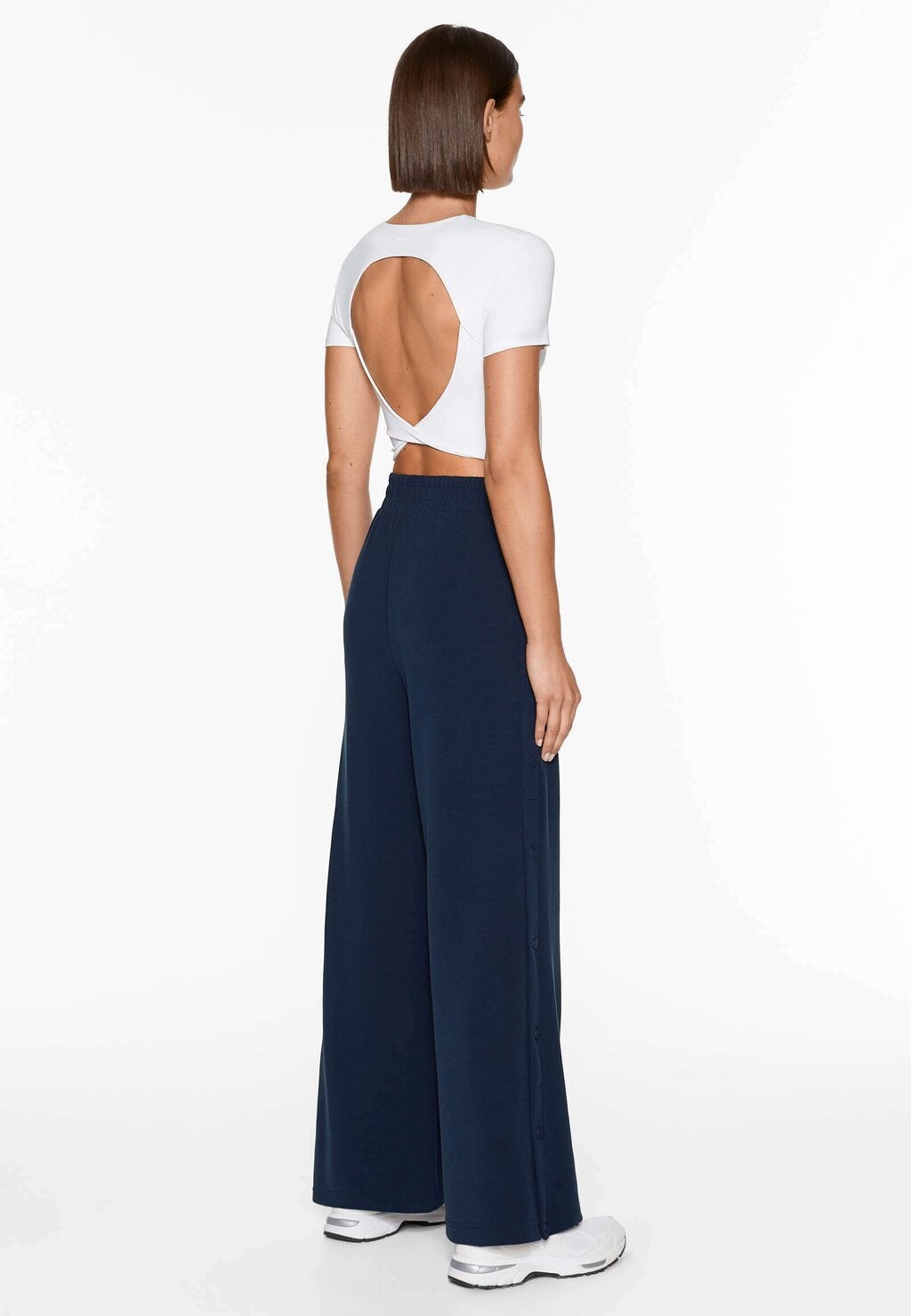 

Брюки Soft Touch Wide-Leg With Buttons OYSHO, крапчатый королевский синий