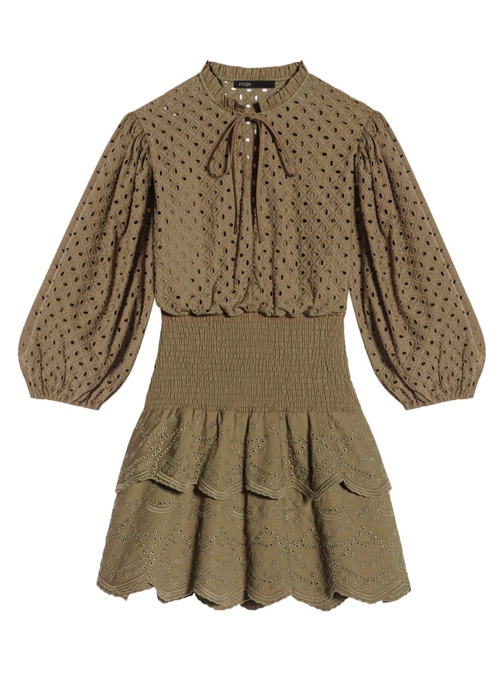 

Мини-платье Broderie Anglaise Maje, хаки