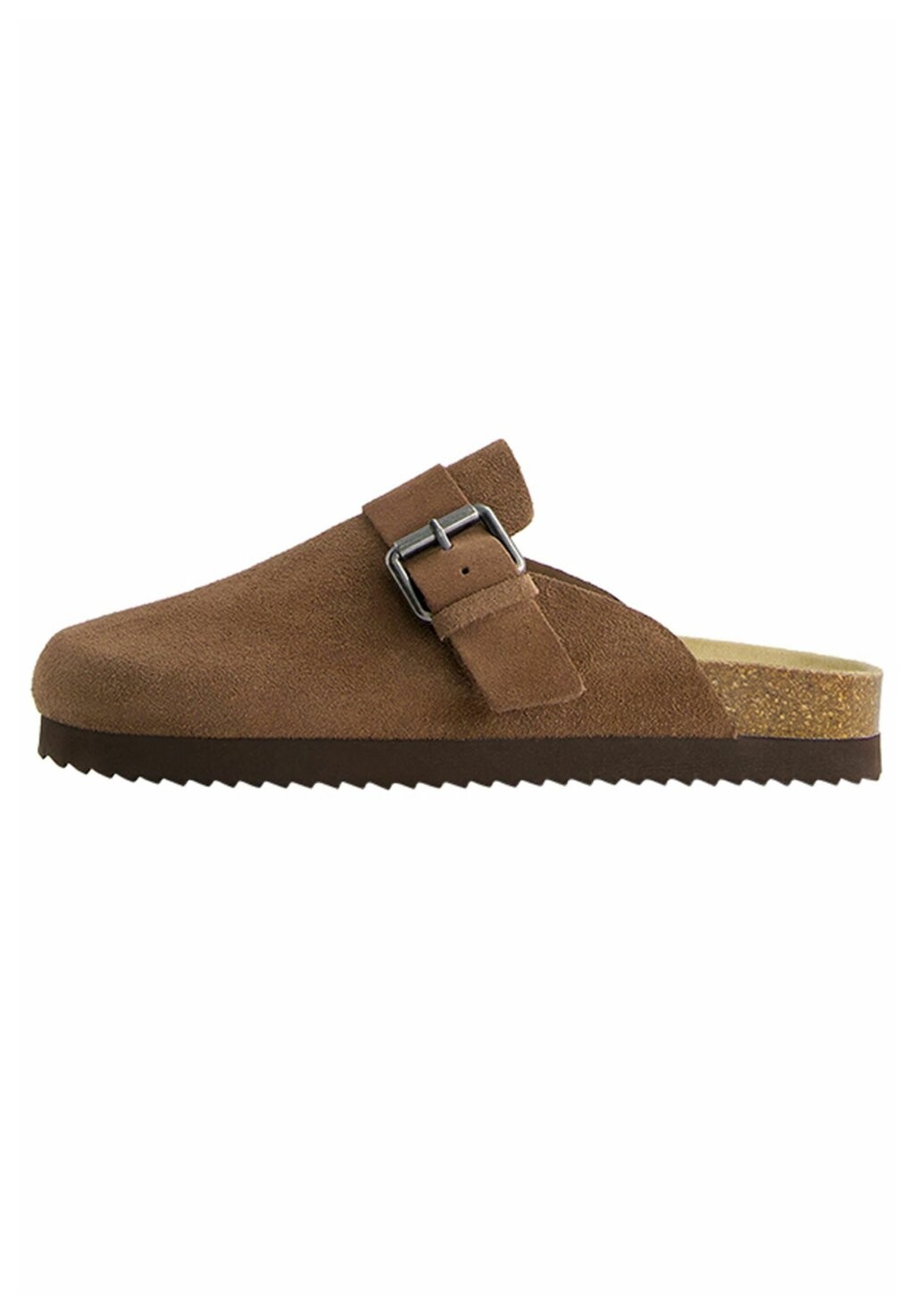 

Мюли на плоской подошве BUCKLED Bershka, цвет brown