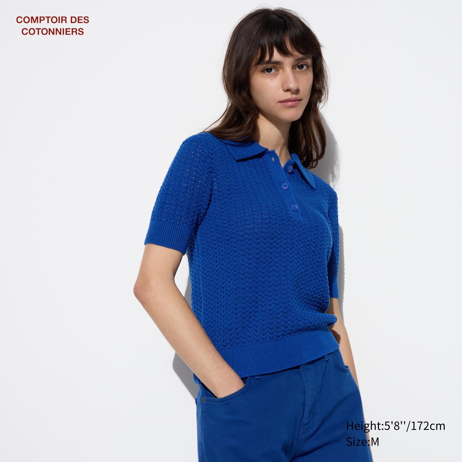 

Трикотаж поло из хлопкового льна UNIQLO, синий