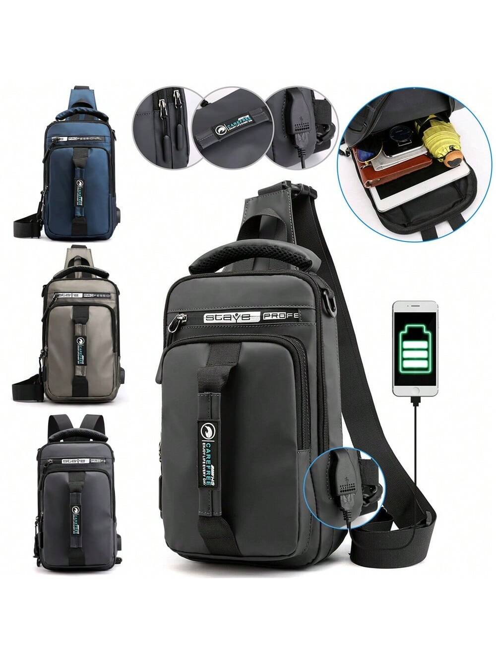 Мужская противоугонная сумка через плечо на груди, синий многофункциональный рюкзак для ноутбука 15 6 дюйма с защитой от кражи водонепроницаемый дорожный рюкзак с usb зарядкой студенческая сумка