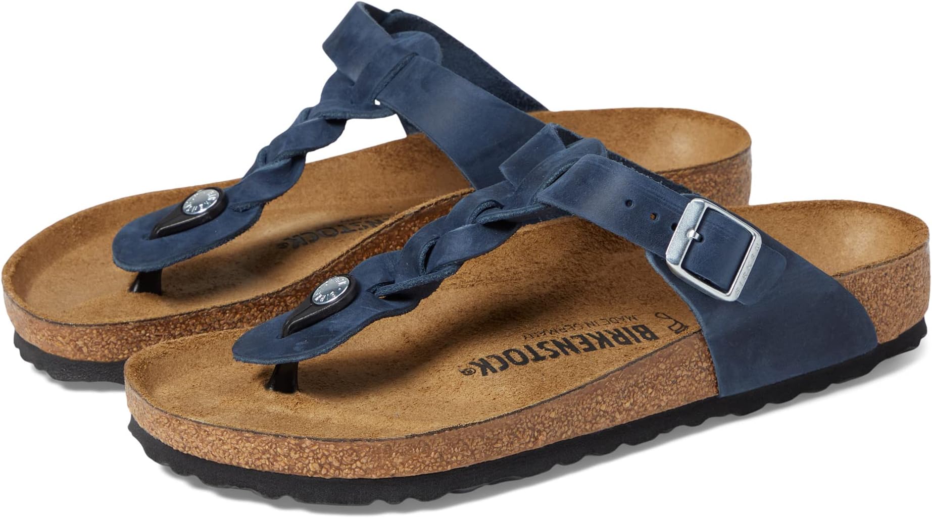 Шлепанцы Gizeh Braided - Oiled Leather Birkenstock, цвет Navy Oiled Leather